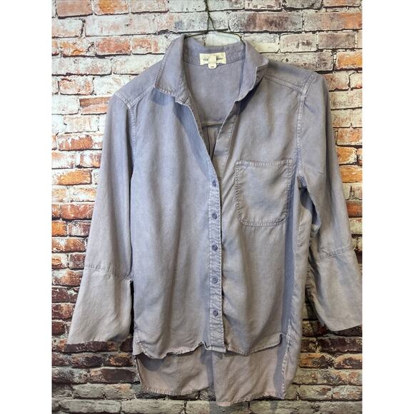 purple cloth & stone 3/4 sleeve button up shirt blouse top women's size small - Picture 1 of 10